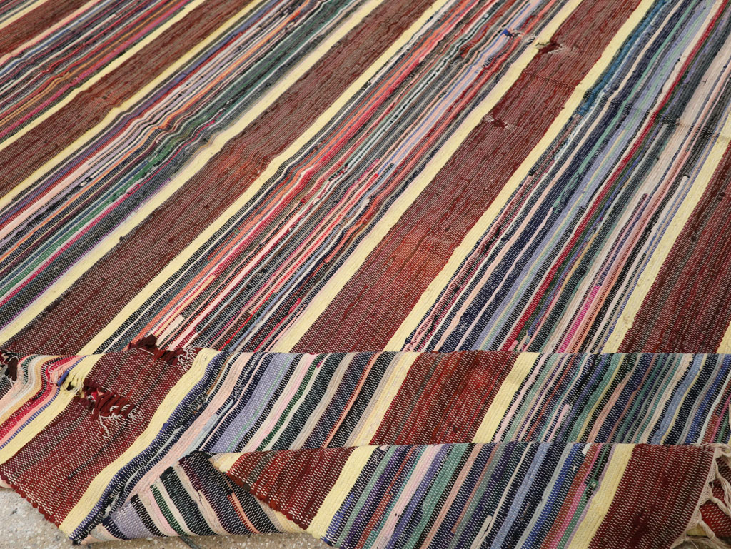 Vintage Distressed American Rag Rug, No.21479 - Staging