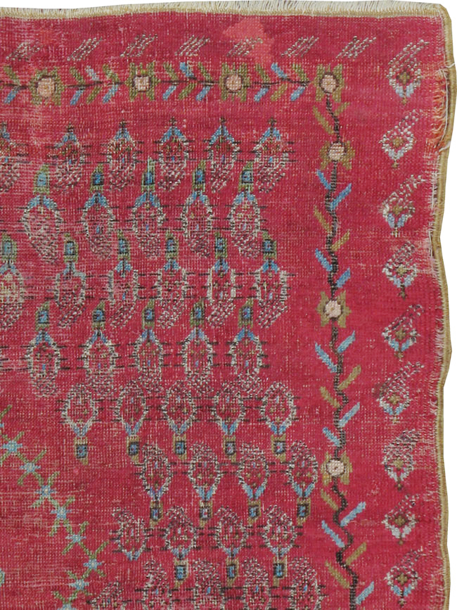Antique Ghiordes Distressed Rug, No.21510 - Staging