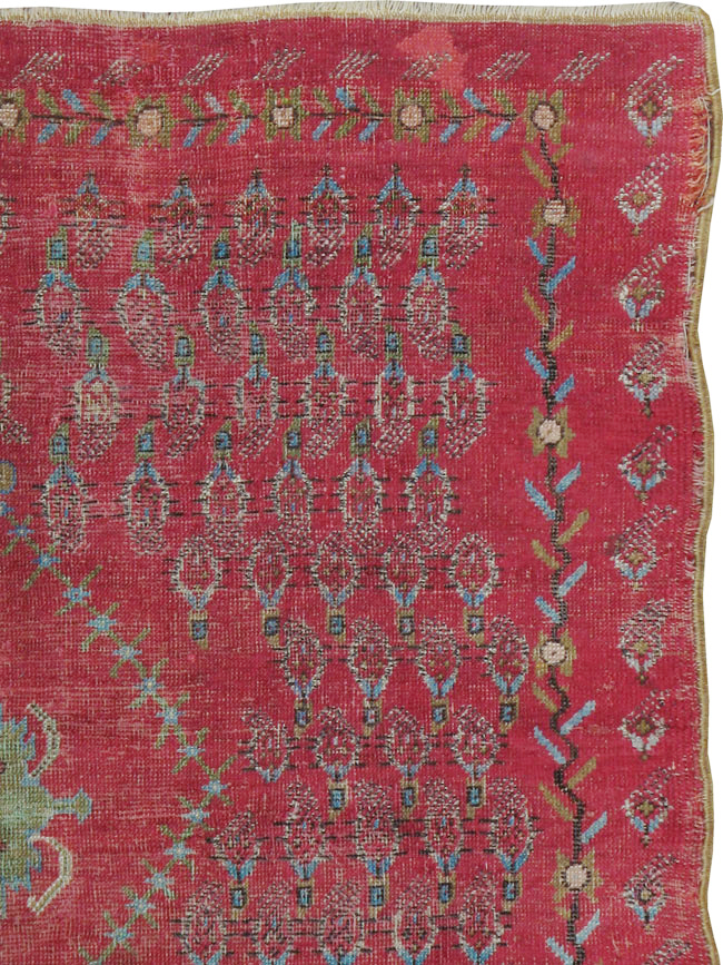 Antique Ghiordes Distressed Rug, No.21510 - Staging