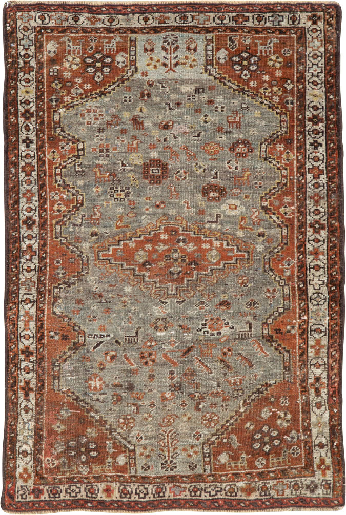 Antique Persian Khamseh Rug, No.21530 - Staging