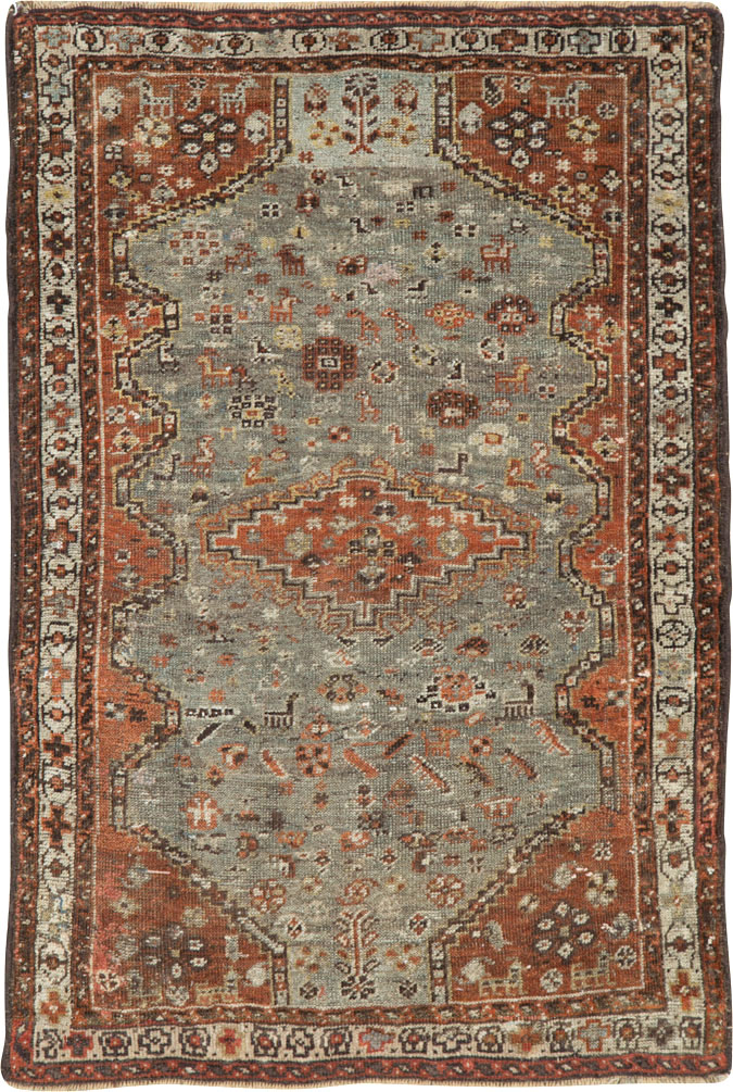 Antique Persian Khamseh Rug, No.21530 - Staging