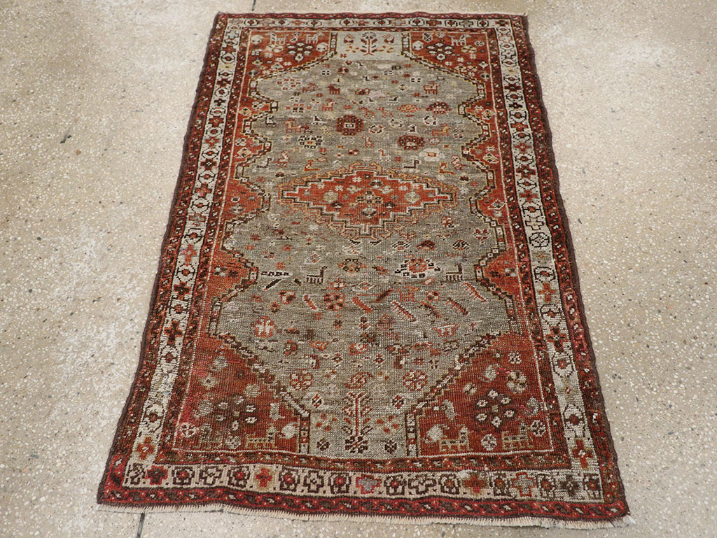 Antique Persian Khamseh Rug, No.21530 - Staging