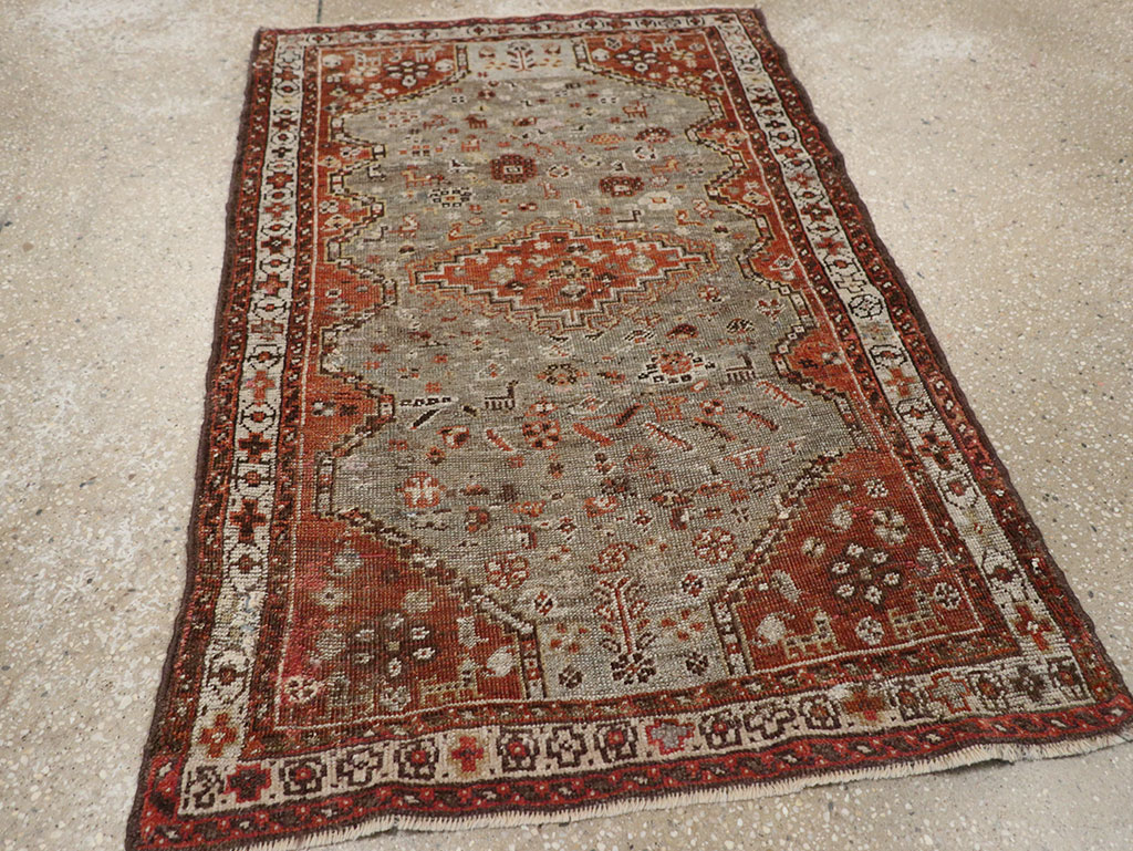 Antique Persian Khamseh Rug, No.21530 - Staging
