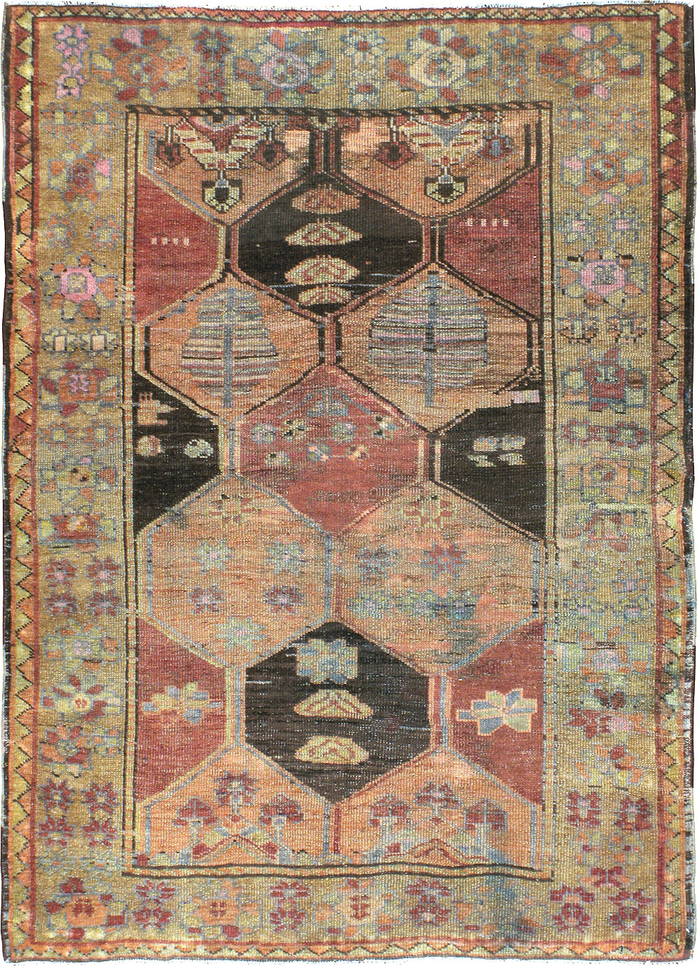 Antique Persian Kurdish Rug, No.21591 - Staging
