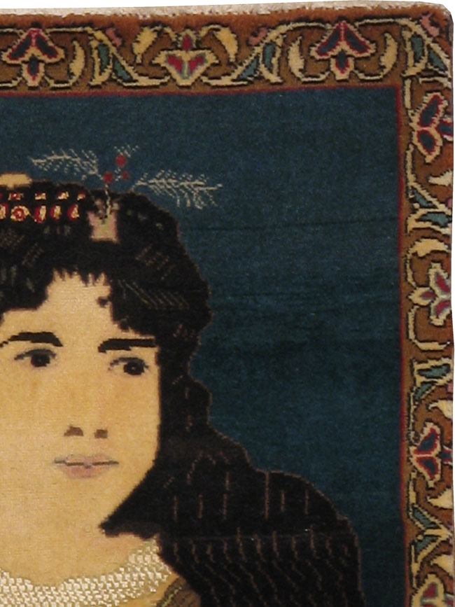Vintage Persian Tabriz Pictorial Rug, No.21598 - Staging