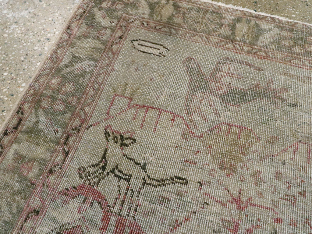 Antique Persian Tabriz Pictorial Rug, No.21599 - Staging