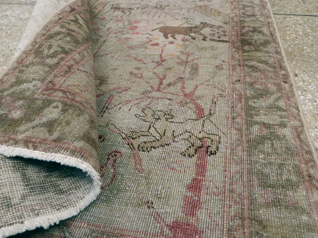 Antique Persian Tabriz Pictorial Rug, No.21599 - Staging