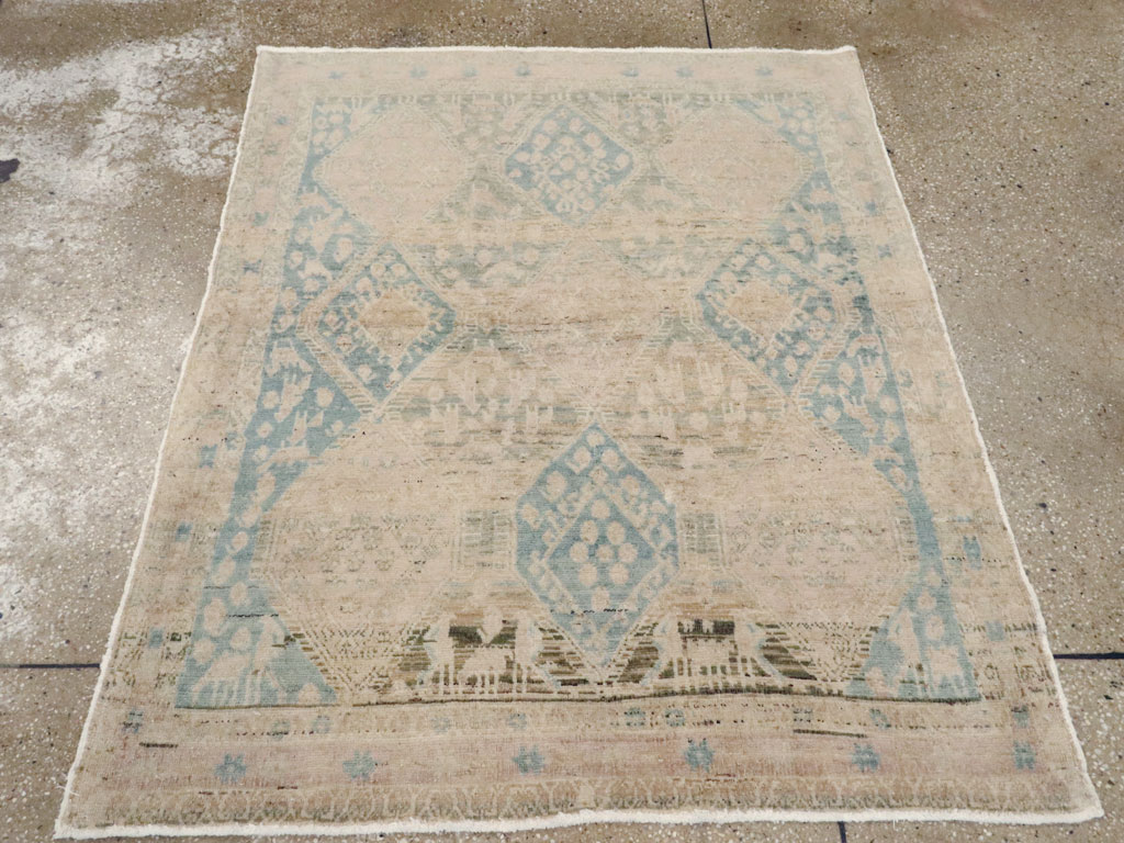 Vintage Afshar Square Rug, No.21620 - Staging