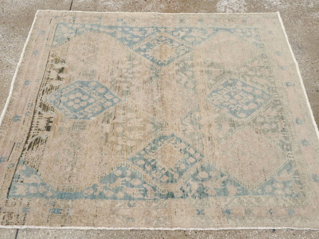 Vintage Afshar Square Rug, No.21620 - Staging