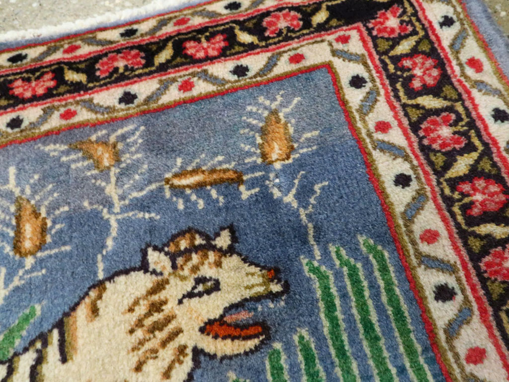 Vintage Persian Mashad Pictorial Rug, No.21642 - Staging