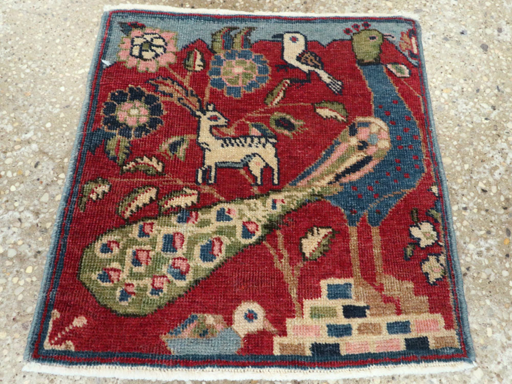 Vintage Persian Tabriz Pictorial Rug (Pair: 1 of 2), No.21643 - Staging