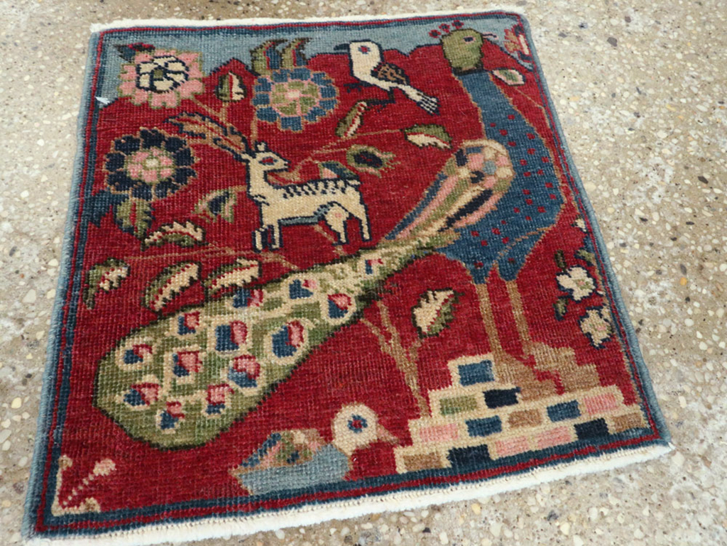 Vintage Persian Tabriz Pictorial Rug (Pair: 1 of 2), No.21643 - Staging