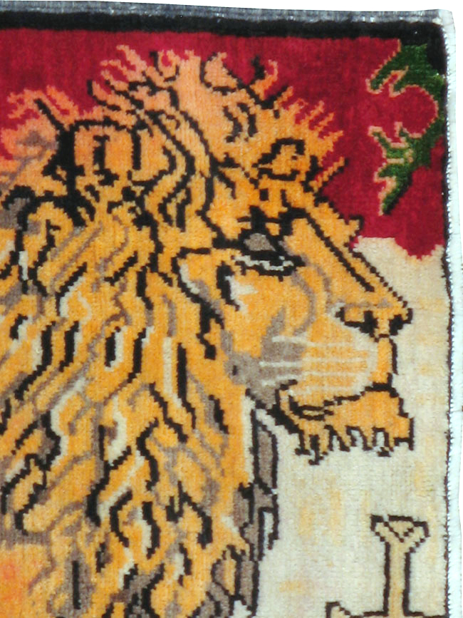 Vintage Persian Kurdish Pictorial Rug, No.21667 - Staging