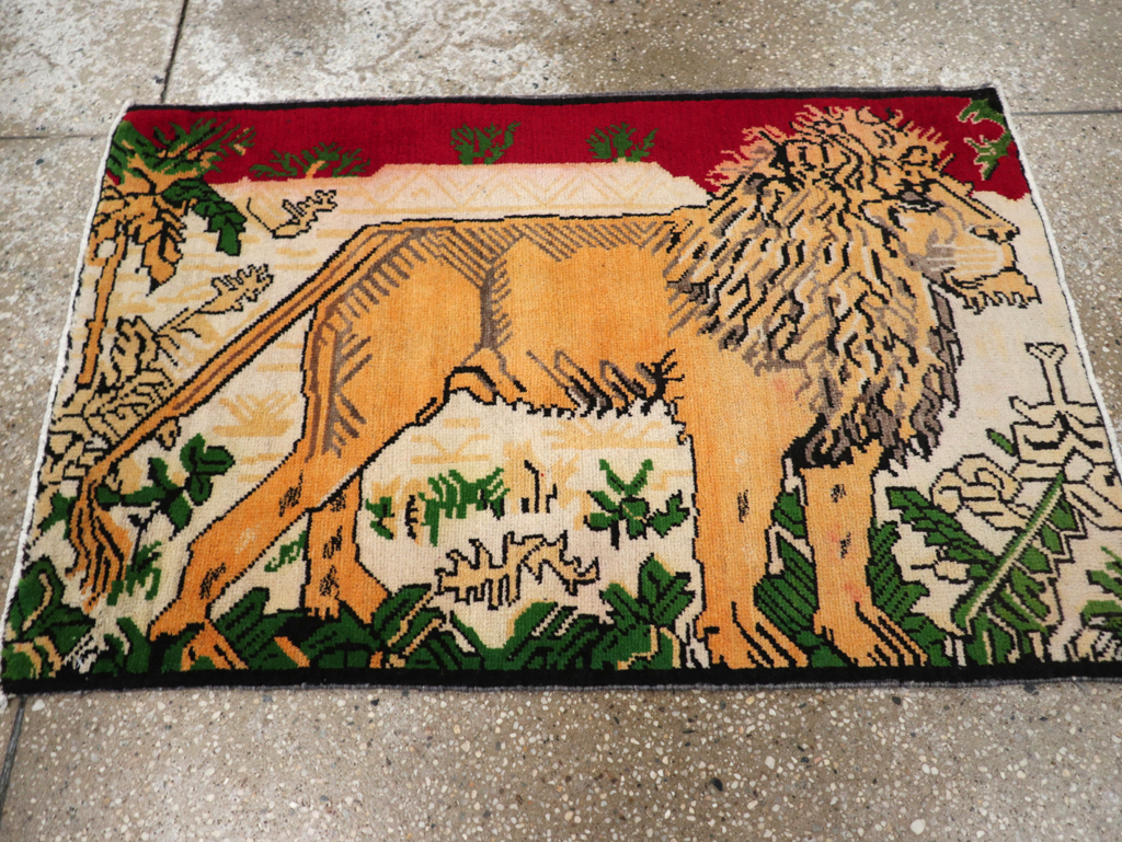 Vintage Persian Kurdish Pictorial Rug, No.21667 - Staging