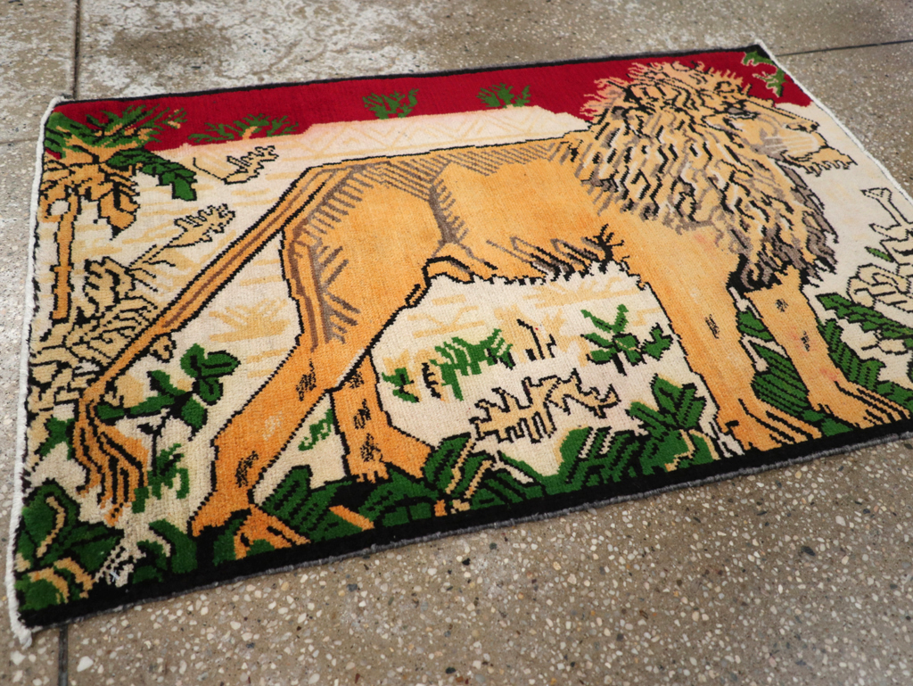 Vintage Persian Kurdish Pictorial Rug, No.21667 - Staging