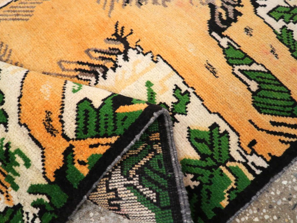 Vintage Persian Kurdish Pictorial Rug, No.21667 - Staging