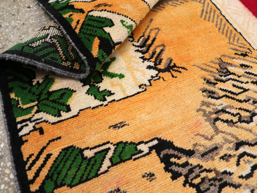 Vintage Persian Kurdish Pictorial Rug, No.21667 - Staging