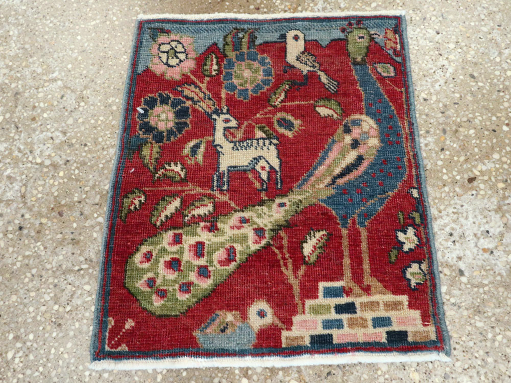 Vintage Persian Tabriz Pictorial Rug (Pair: 2 of 2), No.21679 - Staging