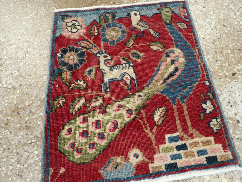 Vintage Persian Tabriz Pictorial Rug (Pair: 2 of 2), No.21679 - Staging