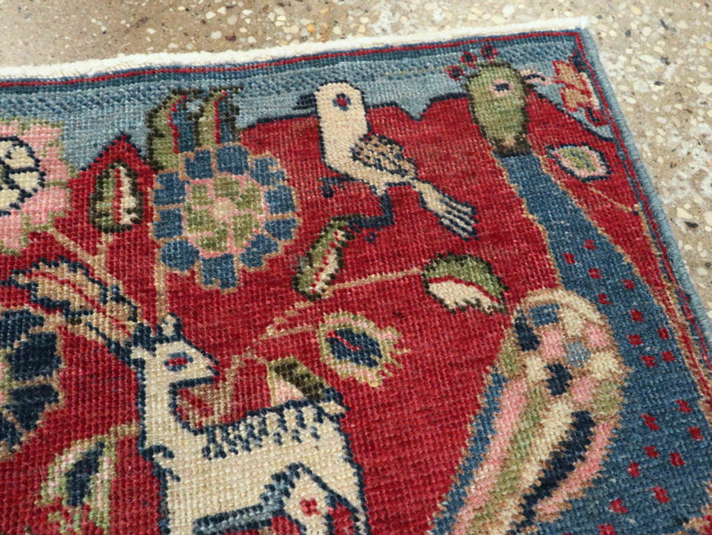 Vintage Persian Tabriz Pictorial Rug (Pair: 2 of 2), No.21679 - Staging