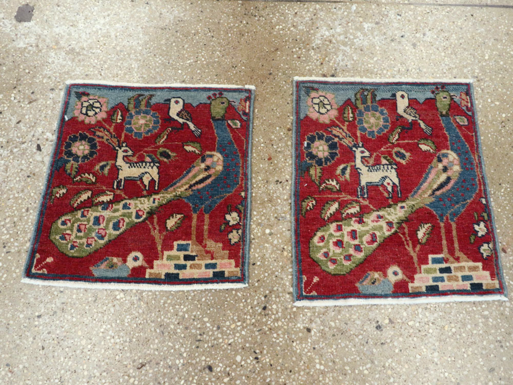 Vintage Persian Tabriz Pictorial Rug (Pair: 2 of 2), No.21679 - Staging