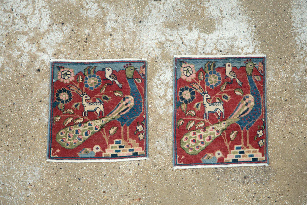 Vintage Persian Tabriz Pictorial Rug (Pair: 2 of 2), No.21679 - Staging