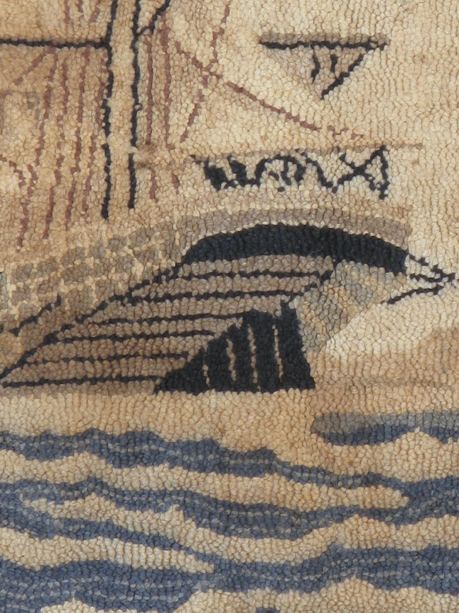 Vintage American Hooked Pictorial Accent Rug, No.21698 - Staging