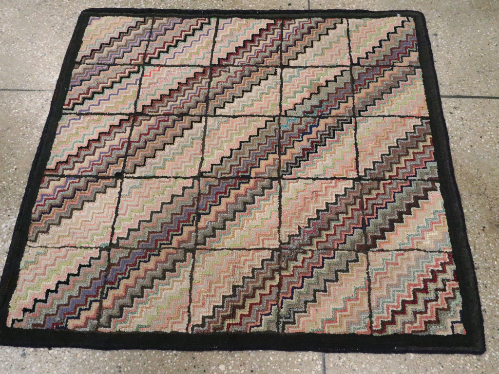Antique American Hook Rug, No.21699 - Staging