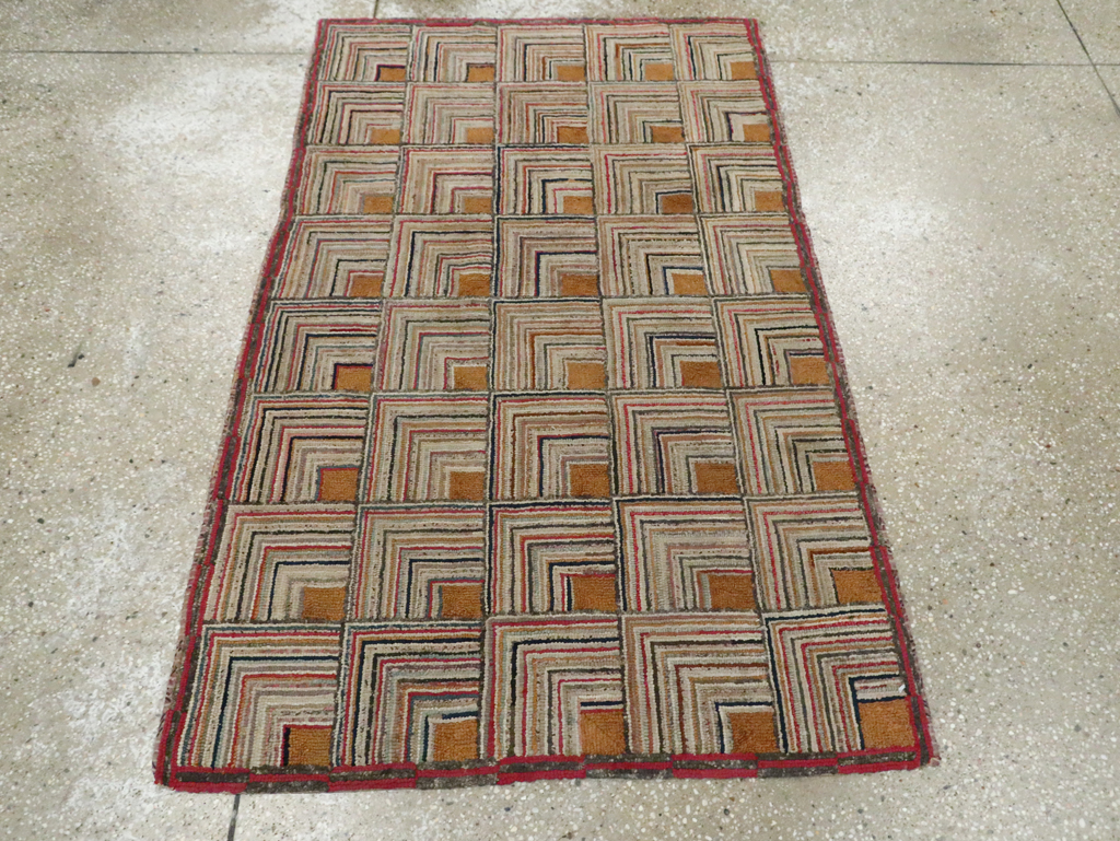 Antique American Hook Rug, No.21700 - Staging