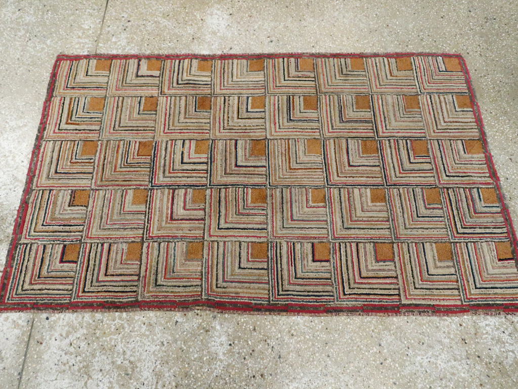 Antique American Hook Rug, No.21700 - Staging
