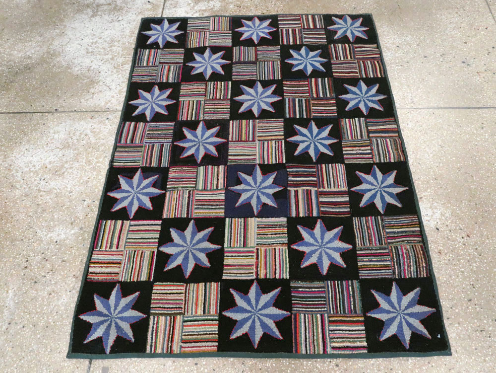 Antique American Hook Rug, No.21702 - Staging
