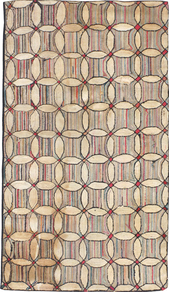 Vintage American Hooked Throw Rug, No.21703 - Staging