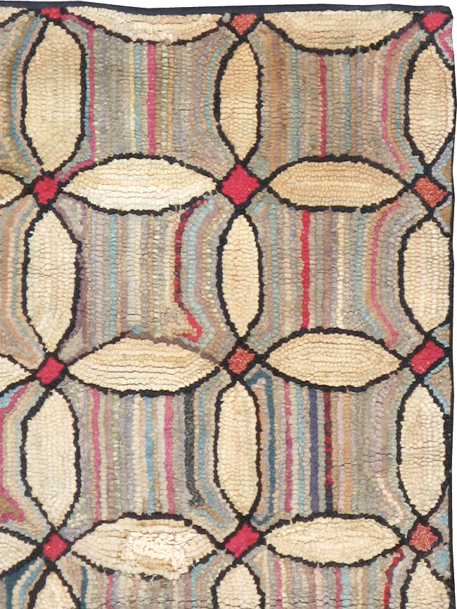 Vintage American Hooked Throw Rug, No.21703 - Staging