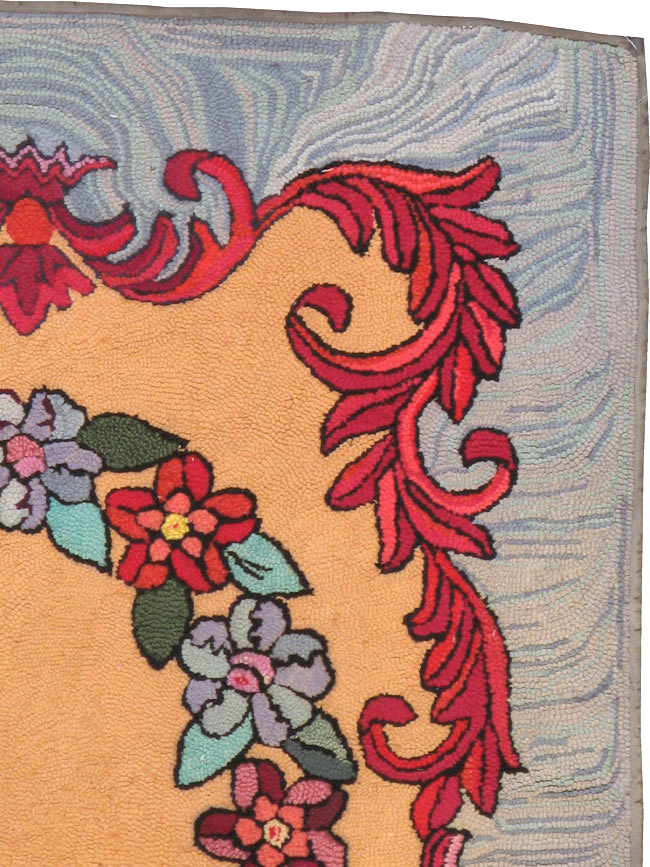 Vintage American Hooked Throw Rug, No.21708 - Staging