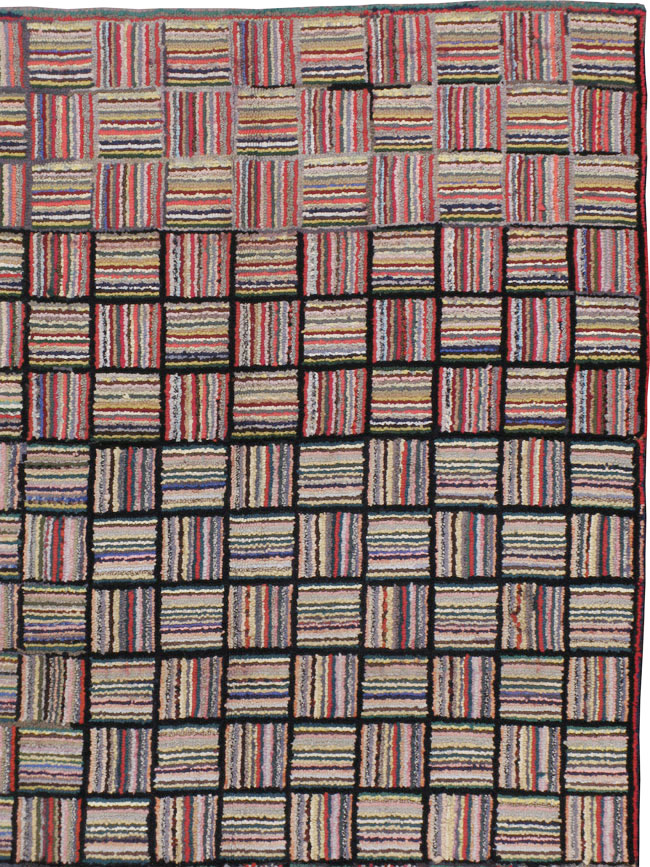 Antique American Hook Rug, No.21723 - Staging