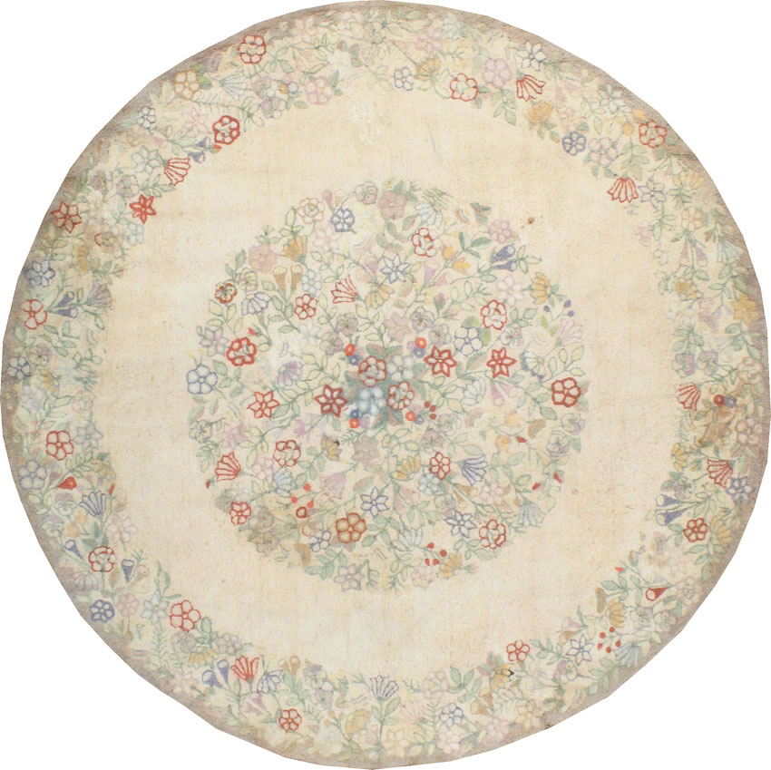 Vintage American Hooked Round Room Size Carpet, No.21726 - Staging