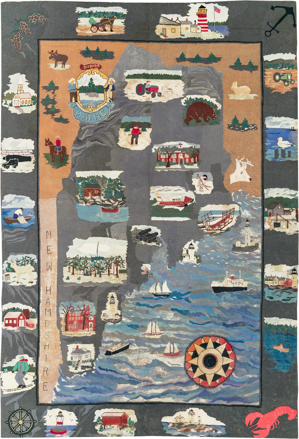 Vintage American Hook Pictorial Carpet, No.21727 - Staging