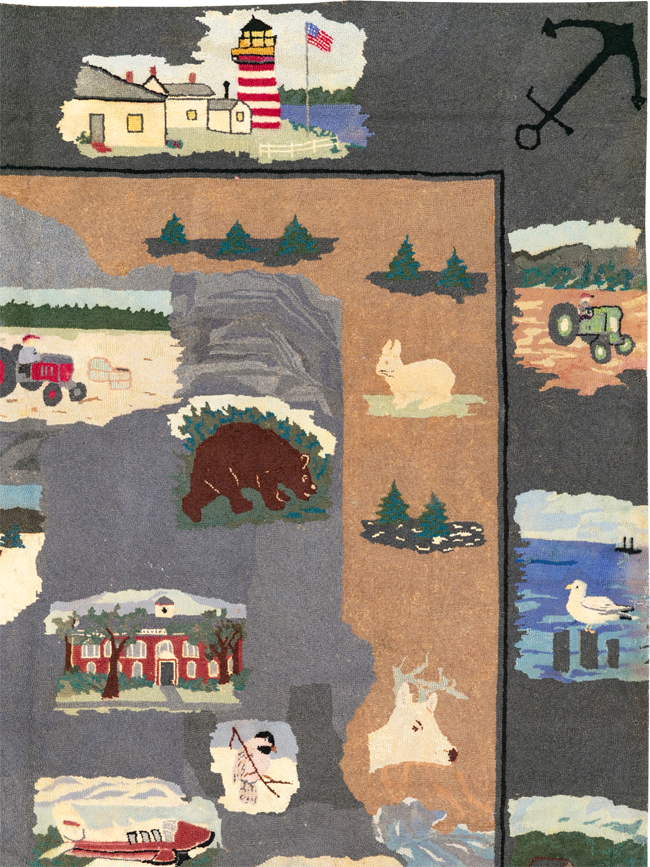 Vintage American Hook Pictorial Carpet, No.21727 - Staging