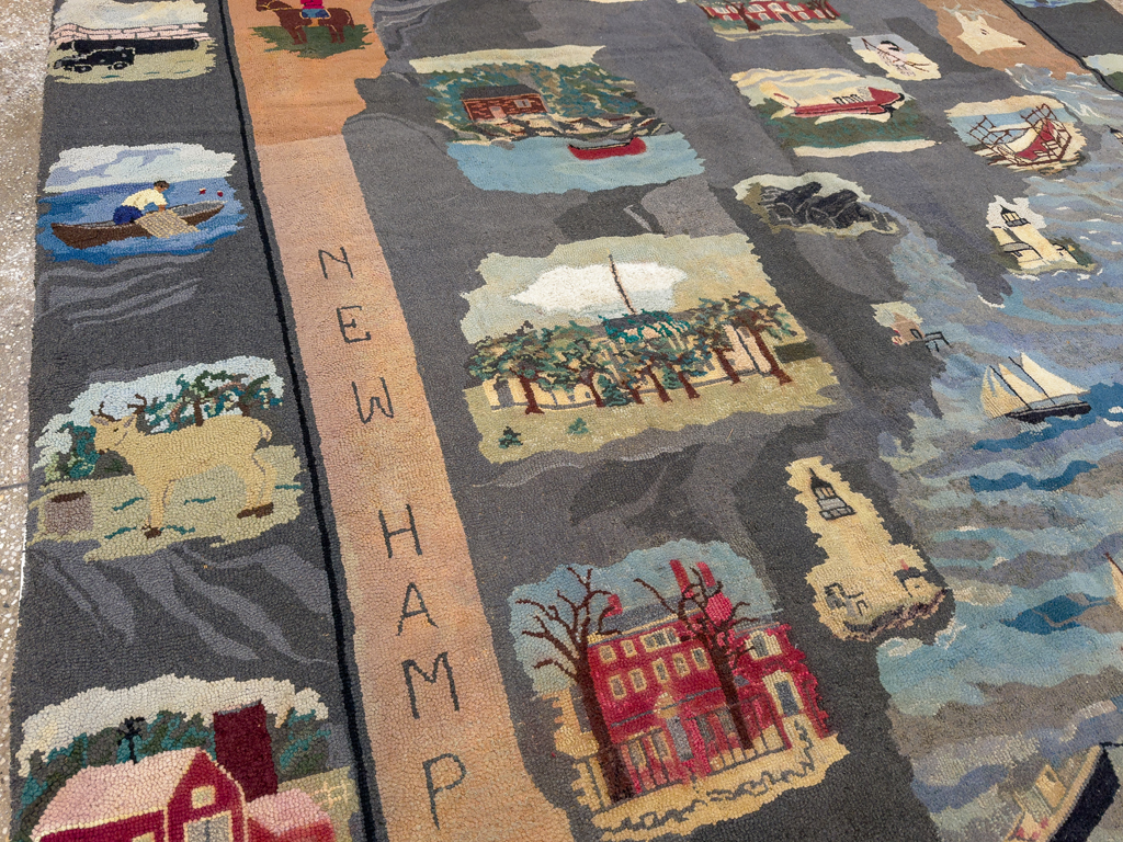 Vintage American Hook Pictorial Carpet, No.21727 - Staging