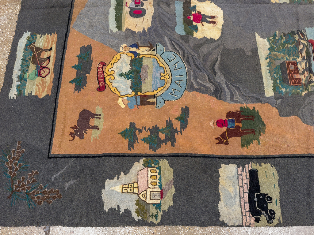 Vintage American Hook Pictorial Carpet, No.21727 - Staging