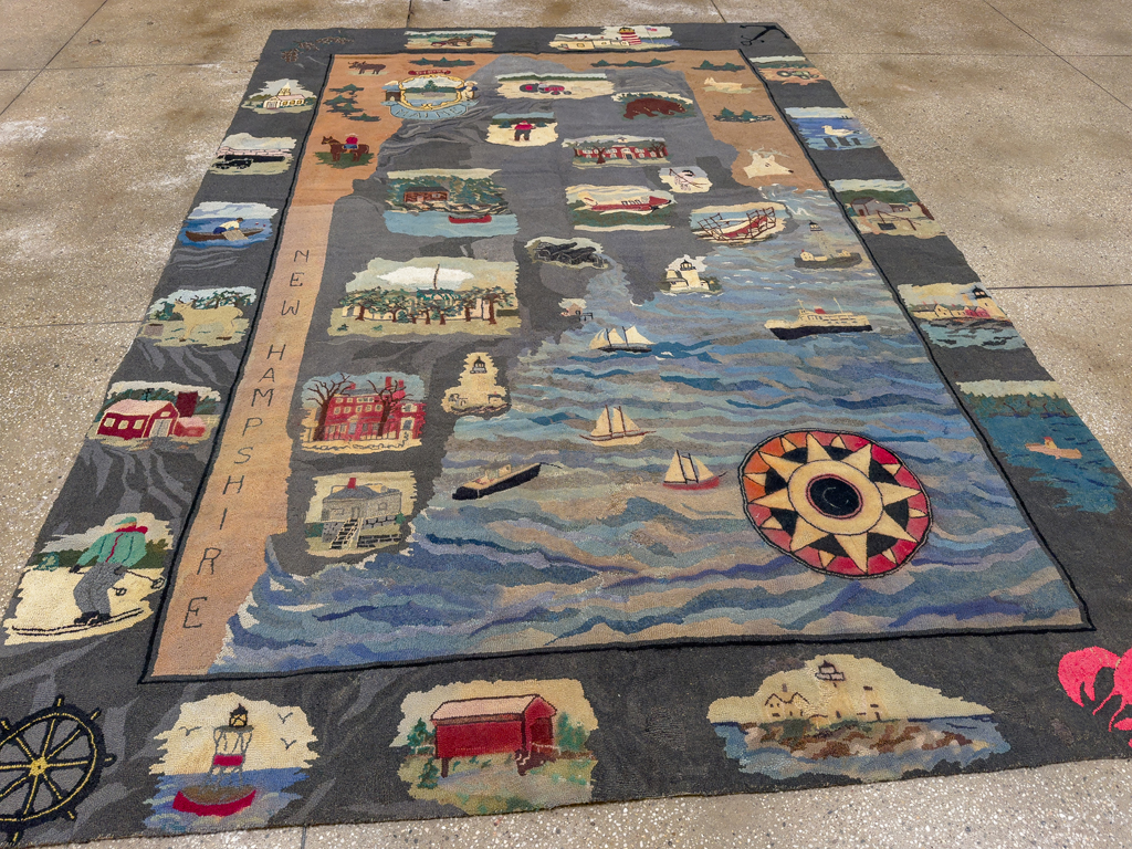 Vintage American Hook Pictorial Carpet, No.21727 - Staging