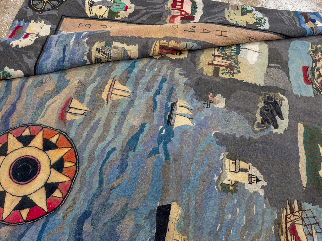 Vintage American Hook Pictorial Carpet, No.21727 - Staging