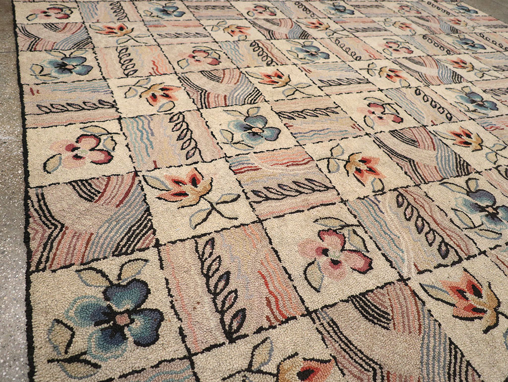 Antique American Hook Rug, No.21730 - Staging