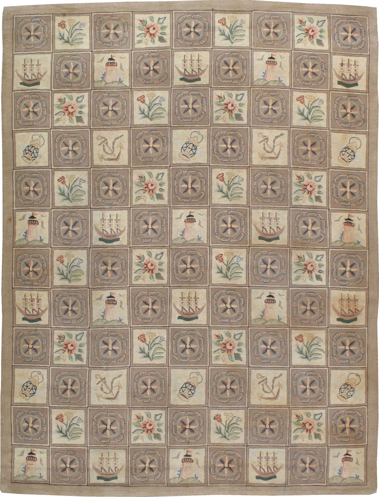 Antique American Hook Rug, No.21746 - Staging
