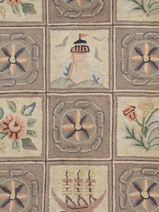 Antique American Hook Rug, No.21746 - Staging