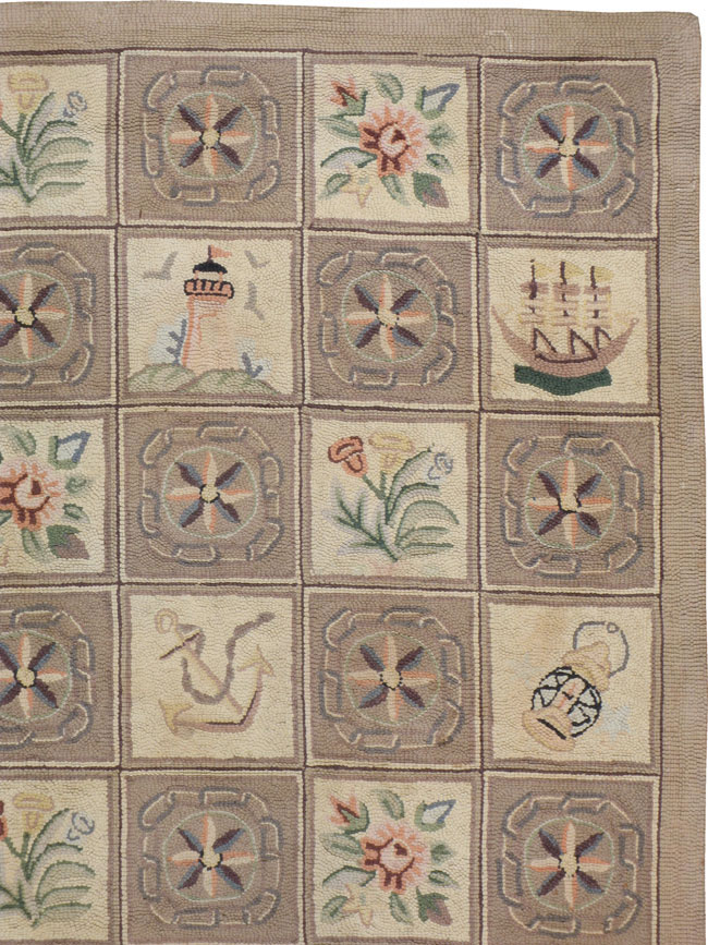 Antique American Hook Rug, No.21746 - Staging