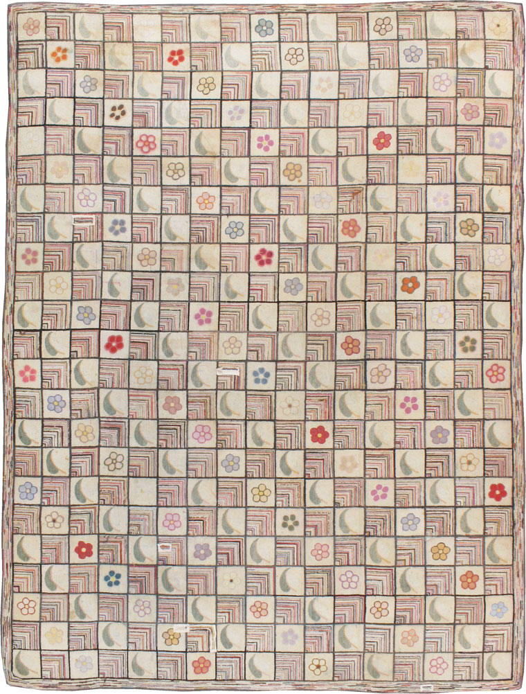 Antiqiue American Hook Rug, No.21751 - Staging