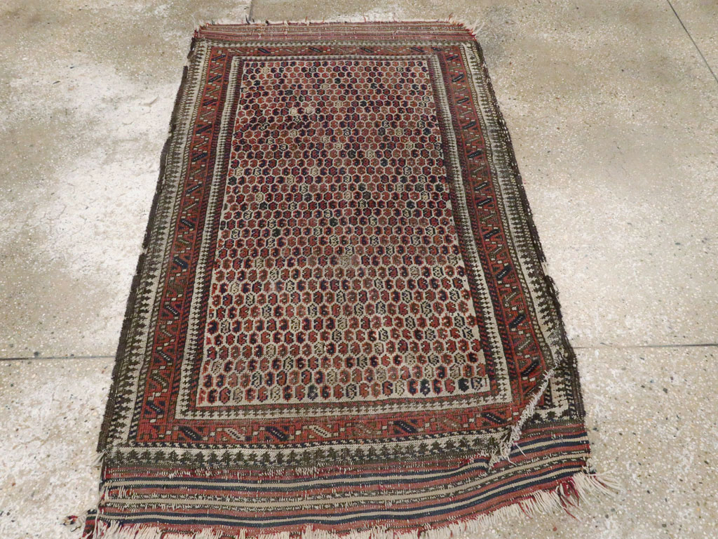 Antique Persian Baluch Distressed Rug, No.21760 - Staging