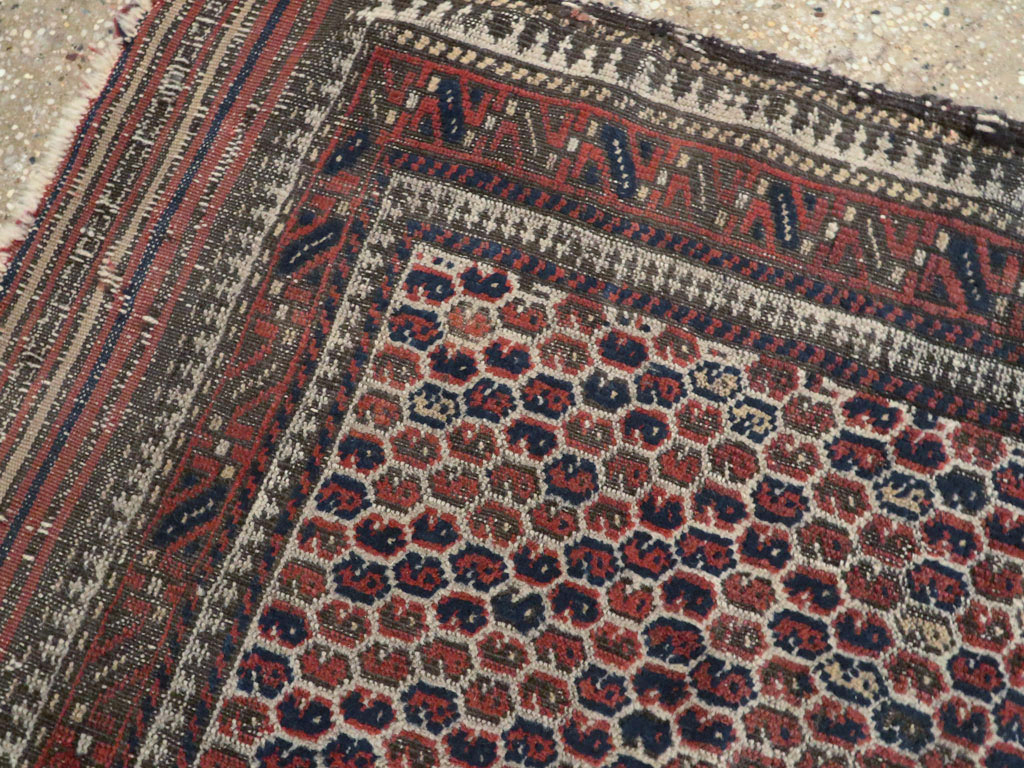 Antique Persian Baluch Distressed Rug, No.21760 - Staging