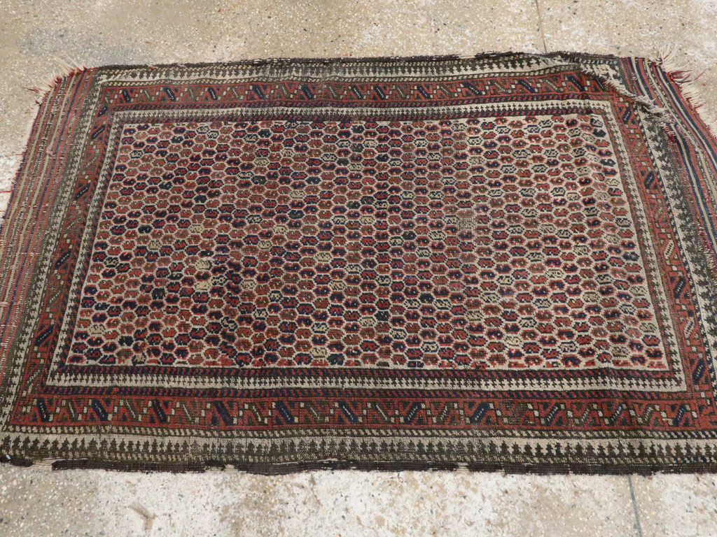 Antique Persian Baluch Distressed Rug, No.21760 - Staging
